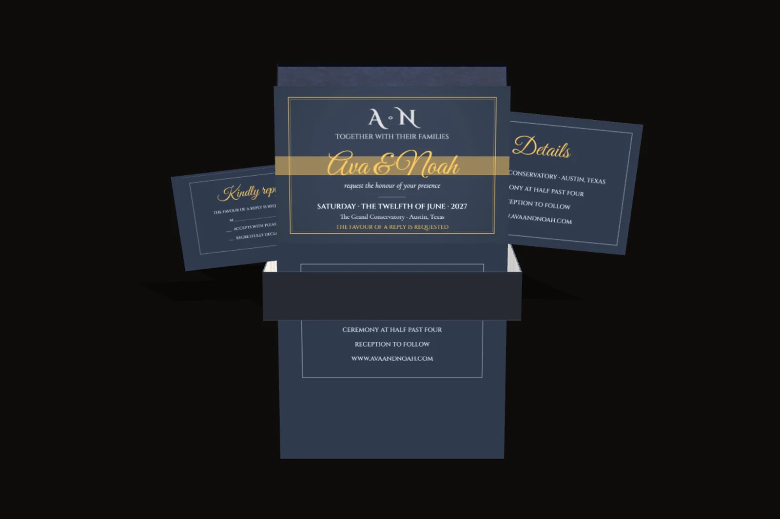 Navy Keepsake Box invitation