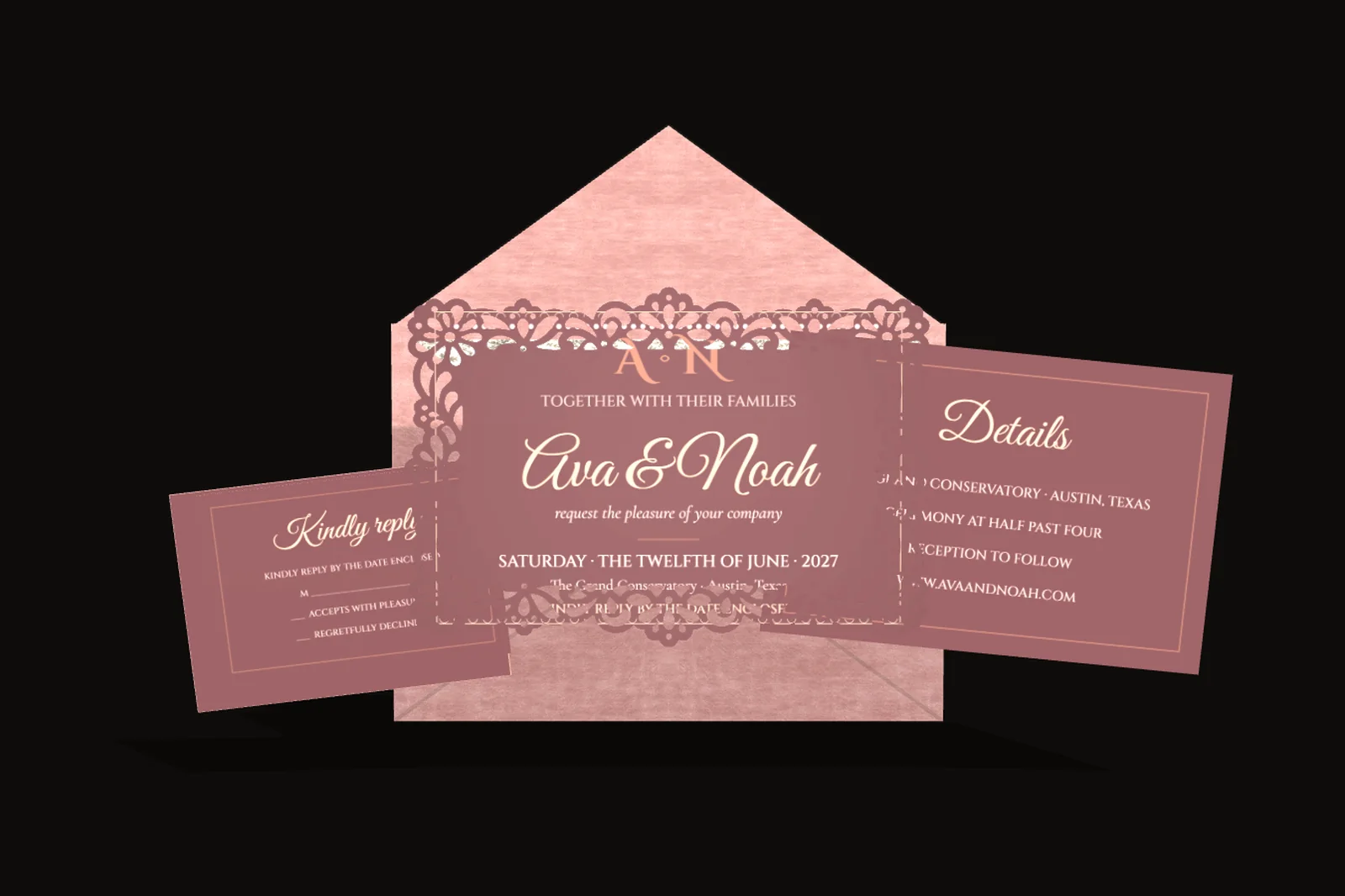 Rose Gold Romance invitation